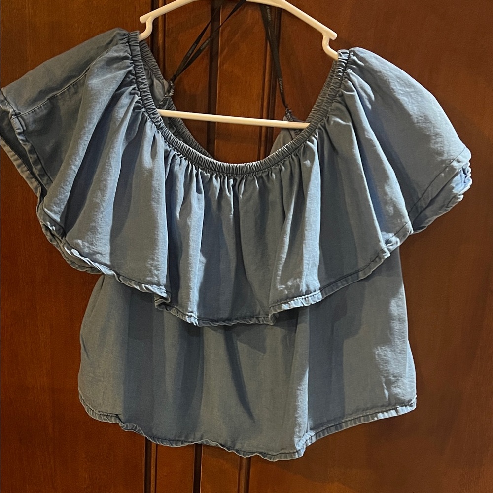 Forever 21 Ruffled Blue Blouse